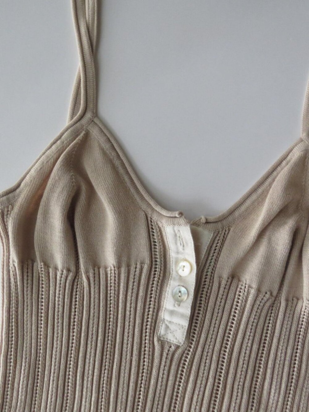Vintage 2000s Fiore Atelier Ribbed Knit Camisole, Italian 00s, Camel Brown/Tan, - Picture 6 of 8